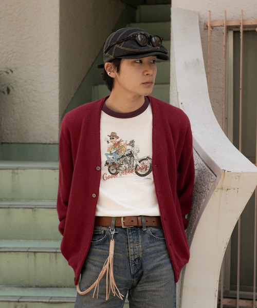 INTERPLAY（インタープレイ）の「【INTERPLAY x TAKERU】アンクル バイカー リンガー 半袖 Tシャツ（Tシャツ/カットソー・メンズ・バーガンディー/ブラック・MEDIUM/LARGE）」の15枚目の写真