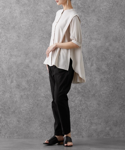 Soiunique（スワユニーク）の「とろみ感パフスリーブブラウス ［Soiunique］（シャツ/ブラウス・レディース・ブラック/ベージュ・M/L）」の7枚目の写真