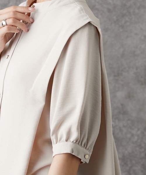 Soiunique（スワユニーク）の「とろみ感パフスリーブブラウス ［Soiunique］（シャツ/ブラウス・レディース・ブラック/ベージュ・M/L）」の8枚目の写真