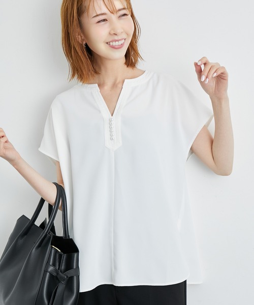 ROPE' PICNIC（ロペピクニック）の「白からの解放！多機能ブラウス/キーネックパールブラウス（シャツ/ブラウス・レディース・ホワイト/チャコールグレー/ラベンダー・38）」の15枚目の写真