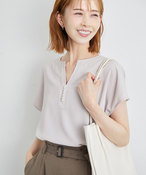 ROPE' PICNIC（ロペピクニック）の「白からの解放！多機能ブラウス/キーネックパールブラウス（シャツ/ブラウス・レディース・ホワイト/チャコールグレー/ラベンダー・38）」の22枚目の写真