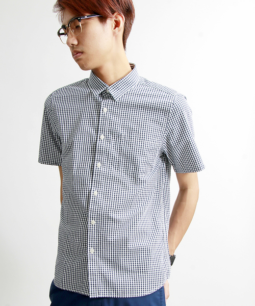 WEGO（ウィゴー）の「WEGO/ブロードチェックシャツ（シャツ/ブラウス・メンズ・ブラック/ネイビー/ホワイト・MEDIUM/LARGE）」の3枚目の写真