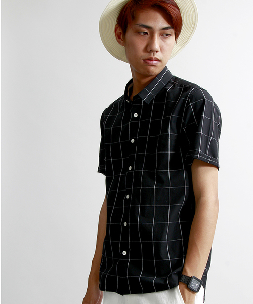 WEGO（ウィゴー）の「WEGO/ブロードチェックシャツ（シャツ/ブラウス・メンズ・ブラック/ネイビー/ホワイト・MEDIUM/LARGE）」の2枚目の写真