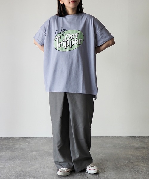 SETUP7（セットアップセブン）の「【SETUP7】ロゴプリントスリット入りBIG半袖Tシャツ 86105 KRI（Tシャツ/カットソー・レディース・オフホワイト/ブラック/サックスブルー/ミント・FREE）」の8枚目の写真