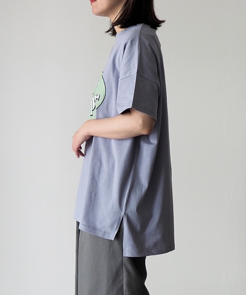 SETUP7（セットアップセブン）の「【SETUP7】ロゴプリントスリット入りBIG半袖Tシャツ 86105 KRI（Tシャツ/カットソー・レディース・オフホワイト/ブラック/サックスブルー/ミント・FREE）」の7枚目の写真