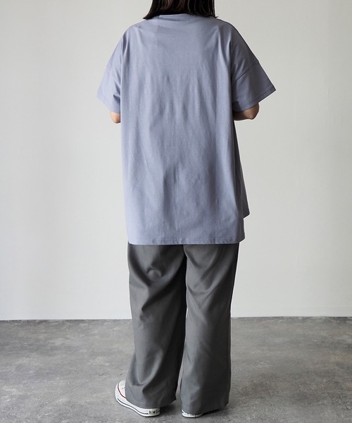 SETUP7（セットアップセブン）の「【SETUP7】ロゴプリントスリット入りBIG半袖Tシャツ 86105 KRI（Tシャツ/カットソー・レディース・オフホワイト/ブラック/サックスブルー/ミント・FREE）」の5枚目の写真