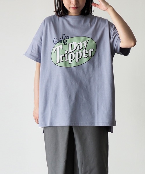 SETUP7（セットアップセブン）の「【SETUP7】ロゴプリントスリット入りBIG半袖Tシャツ 86105 KRI（Tシャツ/カットソー・レディース・オフホワイト/ブラック/サックスブルー/ミント・FREE）」の10枚目の写真