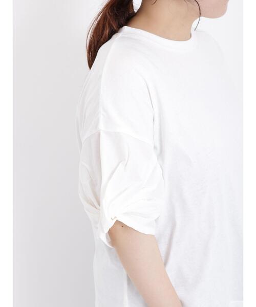 Samansa Mos2(サマンサ モスモス)の「袖ねじりドッキングTシャツ(Tシャツ/カットソー・レディース・ブラック/ブラウン/グリーン/オフホワイト・F)」の2枚目の写真