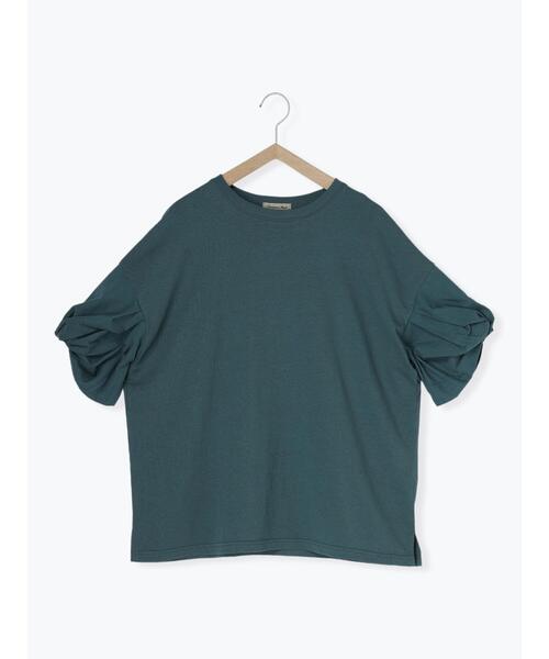 Samansa Mos2(サマンサ モスモス)の「袖ねじりドッキングTシャツ(Tシャツ/カットソー・レディース・ブラック/ブラウン/グリーン/オフホワイト・F)」の4枚目の写真