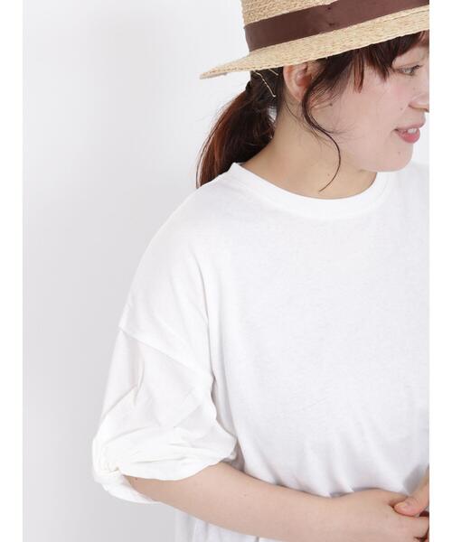 Samansa Mos2(サマンサ モスモス)の「袖ねじりドッキングTシャツ(Tシャツ/カットソー・レディース・ブラック/ブラウン/グリーン/オフホワイト・F)」の9枚目の写真