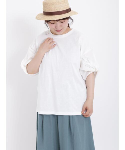 Samansa Mos2(サマンサ モスモス)の「袖ねじりドッキングTシャツ(Tシャツ/カットソー・レディース・ブラック/ブラウン/グリーン/オフホワイト・F)」の10枚目の写真