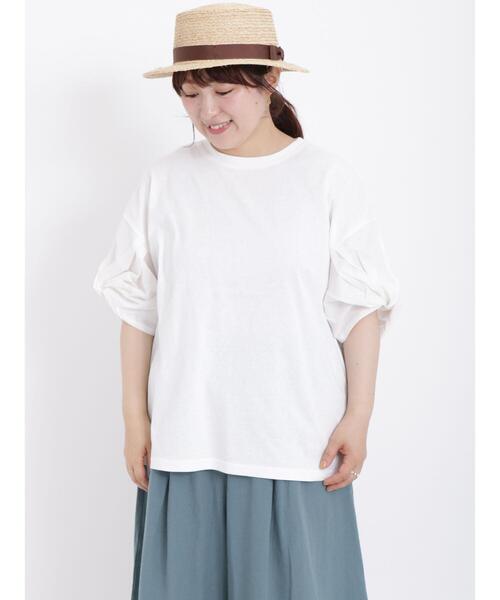 Samansa Mos2(サマンサ モスモス)の「袖ねじりドッキングTシャツ(Tシャツ/カットソー・レディース・ブラック/ブラウン/グリーン/オフホワイト・F)」の11枚目の写真