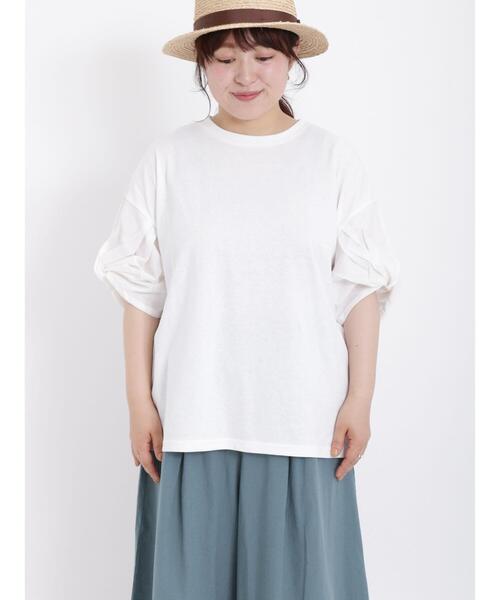 Samansa Mos2(サマンサ モスモス)の「袖ねじりドッキングTシャツ(Tシャツ/カットソー・レディース・ブラック/ブラウン/グリーン/オフホワイト・F)」の13枚目の写真