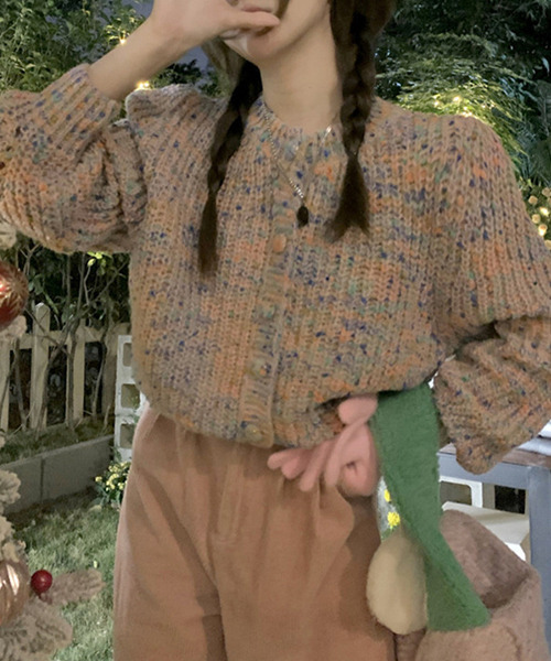 c.u.l（シーユーエル）の「MIXニットカーディガン culw526（カーディガン/ボレロ・レディース・ピンク/ブルー・FREE）」の4枚目の写真