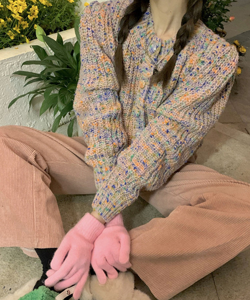 c.u.l（シーユーエル）の「MIXニットカーディガン culw526（カーディガン/ボレロ・レディース・ピンク/ブルー・FREE）」の5枚目の写真