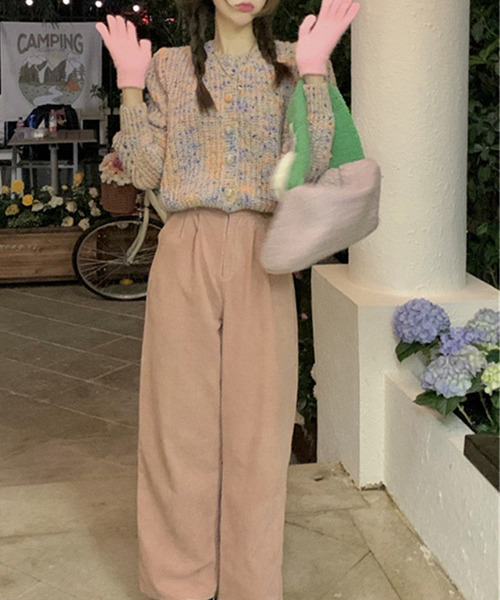 c.u.l（シーユーエル）の「MIXニットカーディガン culw526（カーディガン/ボレロ・レディース・ピンク/ブルー・FREE）」の6枚目の写真