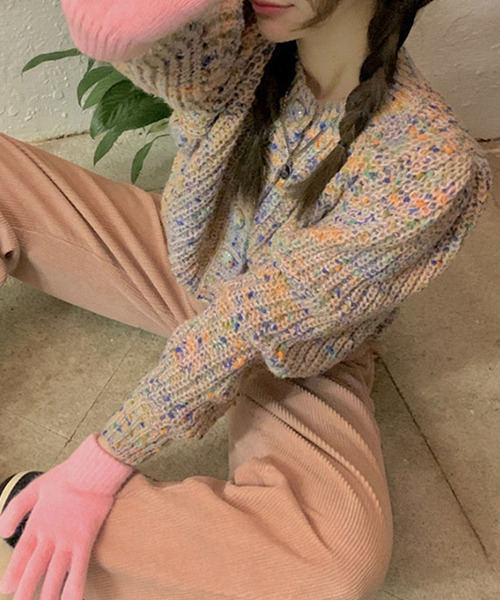 c.u.l（シーユーエル）の「MIXニットカーディガン culw526（カーディガン/ボレロ・レディース・ピンク/ブルー・FREE）」の7枚目の写真