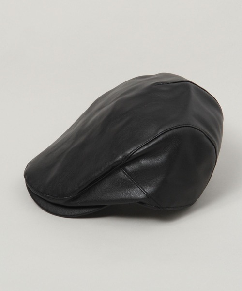 RAGEBLUE(レイジブルー)の「シンセティックレザー/ハンチングキャップ(ハンチング/ベレー帽・メンズ・ブラック・FREE)」の2枚目の写真