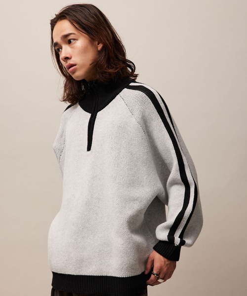 re_k by JUNRED（レクバイジュンレッド）の「re_k by JUNRED / ハーフジップトラックニット（ニット/セーター・メンズ・グリーン/ブラウン/ライトグレー・L/S/M）」の15枚目の写真