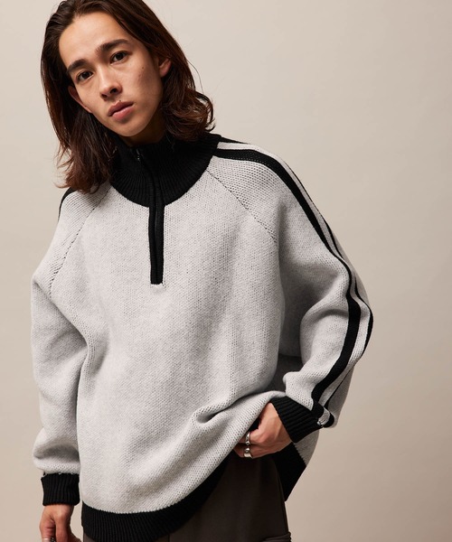 re_k by JUNRED（レクバイジュンレッド）の「re_k by JUNRED / ハーフジップトラックニット（ニット/セーター・メンズ・グリーン/ブラウン/ライトグレー・L/S/M）」の18枚目の写真