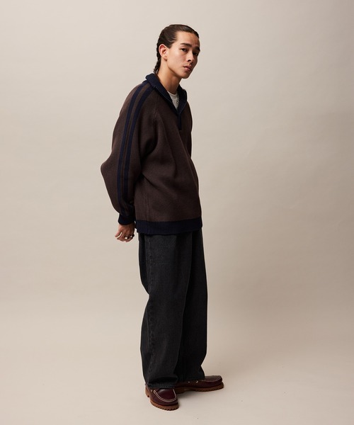 re_k by JUNRED（レクバイジュンレッド）の「re_k by JUNRED / ハーフジップトラックニット（ニット/セーター・メンズ・グリーン/ブラウン/ライトグレー・L/S/M）」の13枚目の写真