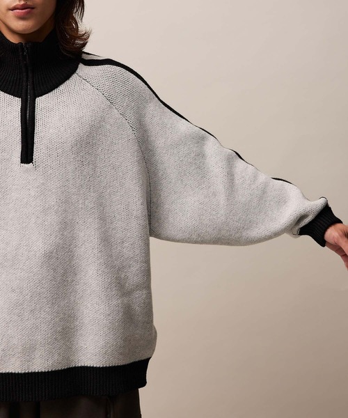 re_k by JUNRED（レクバイジュンレッド）の「re_k by JUNRED / ハーフジップトラックニット（ニット/セーター・メンズ・グリーン/ブラウン/ライトグレー・L/S/M）」の14枚目の写真