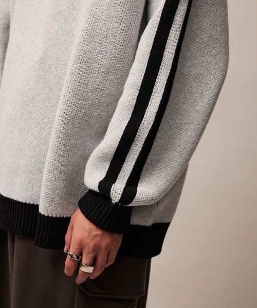 re_k by JUNRED（レクバイジュンレッド）の「re_k by JUNRED / ハーフジップトラックニット（ニット/セーター・メンズ・グリーン/ブラウン/ライトグレー・L/S/M）」の5枚目の写真