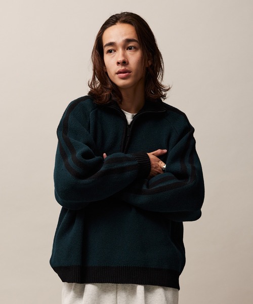 re_k by JUNRED（レクバイジュンレッド）の「re_k by JUNRED / ハーフジップトラックニット（ニット/セーター・メンズ・グリーン/ブラウン/ライトグレー・L/S/M）」の22枚目の写真