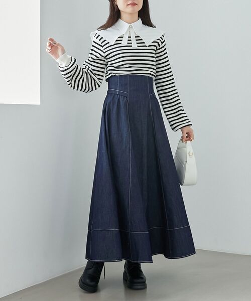 MAJESTIC LEGON（マジェスティックレゴン）の「【WEB限定XSサイズあり】ステッチフレアスカート（スカート・レディース・ベージュ/モカ/ブラック/ボルドー/ネイビー・SMALL/MEDIUM/X-SMALL）」の5枚目の写真