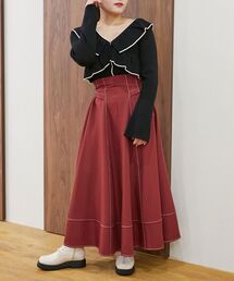 【WEB限定XSサイズあり】ステッチフレアスカート
