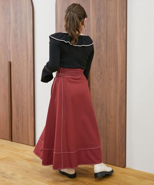 MAJESTIC LEGON（マジェスティックレゴン）の「【WEB限定XSサイズあり】ステッチフレアスカート（スカート・レディース・ベージュ/モカ/ブラック/ボルドー/ネイビー・SMALL/MEDIUM/X-SMALL）」の7枚目の写真