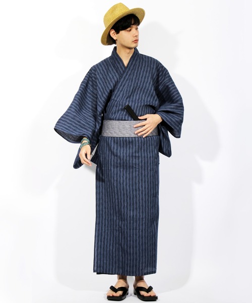 ８(eight)（エイト）の「しじら浴衣 単品（浴衣・メンズ・ブラック/ネイビー/ブルー/グレー/チャコールグレー/ダークネイビー/ブラック×グレー/キナリ/ワイン・LARGE/X-LARGE/MEDIUM）」の7枚目の写真
