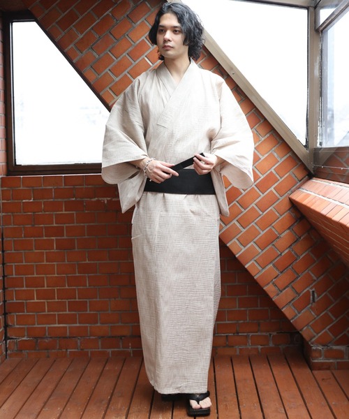 ８(eight)（エイト）の「しじら浴衣 単品（浴衣・メンズ・ブラック/ネイビー/ブルー/グレー/チャコールグレー/ダークネイビー/ブラック×グレー/キナリ/ワイン・LARGE/X-LARGE/MEDIUM）」の2枚目の写真
