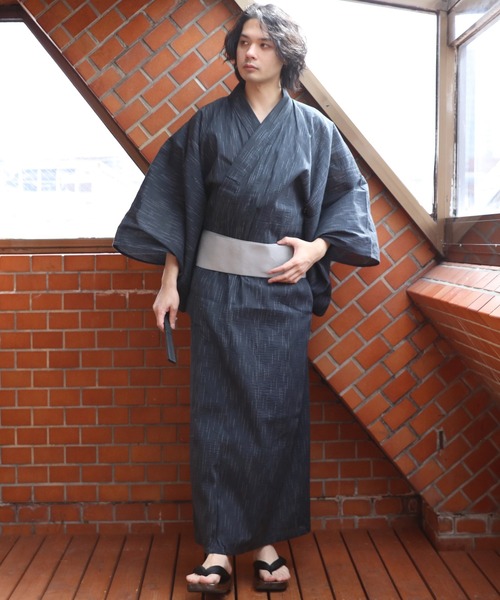 ８(eight)（エイト）の「しじら浴衣 単品（浴衣・メンズ・ブラック/ネイビー/ブルー/グレー/チャコールグレー/ダークネイビー/ブラック×グレー/キナリ/ワイン・LARGE/X-LARGE/MEDIUM）」の8枚目の写真