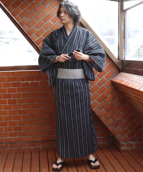 ８(eight)（エイト）の「しじら浴衣 単品（浴衣・メンズ・ブラック/ネイビー/ブルー/グレー/チャコールグレー/ダークネイビー/ブラック×グレー/キナリ/ワイン・LARGE/X-LARGE/MEDIUM）」の11枚目の写真