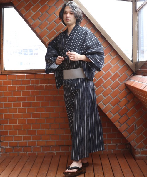 ８(eight)（エイト）の「しじら浴衣 単品（浴衣・メンズ・ブラック/ネイビー/ブルー/グレー/チャコールグレー/ダークネイビー/ブラック×グレー/キナリ/ワイン・LARGE/X-LARGE/MEDIUM）」の12枚目の写真