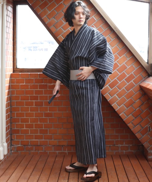 ８(eight)（エイト）の「しじら浴衣 単品（浴衣・メンズ・ブラック/ネイビー/ブルー/グレー/チャコールグレー/ダークネイビー/ブラック×グレー/キナリ/ワイン・LARGE/X-LARGE/MEDIUM）」の16枚目の写真