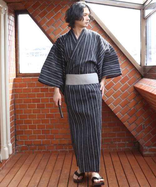 ８(eight)（エイト）の「しじら浴衣 単品（浴衣・メンズ・ブラック/ネイビー/ブルー/グレー/チャコールグレー/ダークネイビー/ブラック×グレー/キナリ/ワイン・LARGE/X-LARGE/MEDIUM）」の17枚目の写真