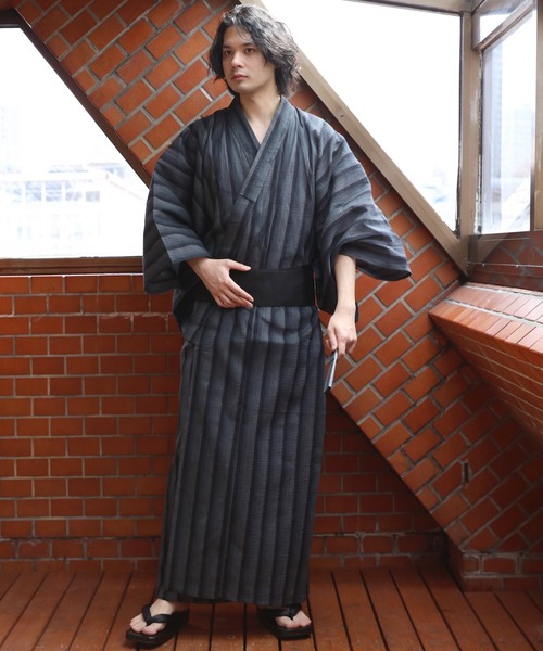 ８(eight)（エイト）の「しじら浴衣 単品（浴衣・メンズ・ブラック/ネイビー/ブルー/グレー/チャコールグレー/ダークネイビー/ブラック×グレー/キナリ/ワイン・LARGE/X-LARGE/MEDIUM）」の18枚目の写真