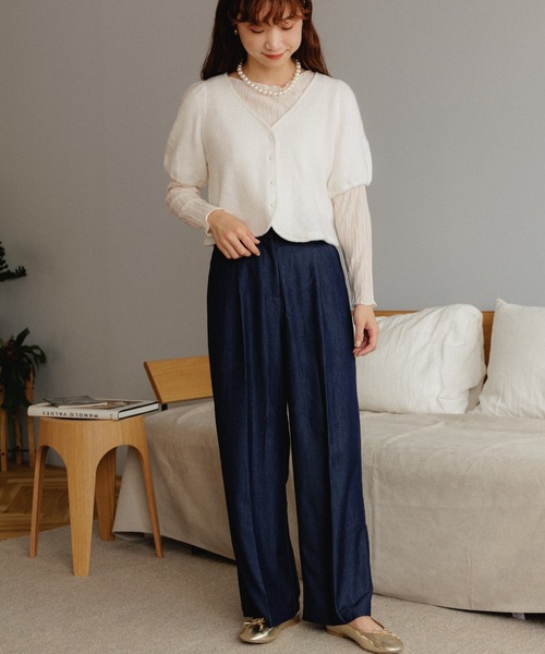 flower（フラワー）の「スウィートハーフニット（ニット/セーター・レディース・グレー/ホワイト/ピンク・FREE）」の6枚目の写真