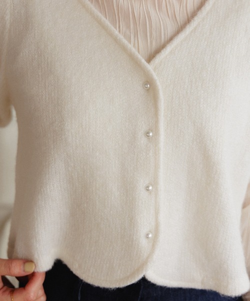 flower（フラワー）の「スウィートハーフニット（ニット/セーター・レディース・グレー/ホワイト/ピンク・FREE）」の8枚目の写真