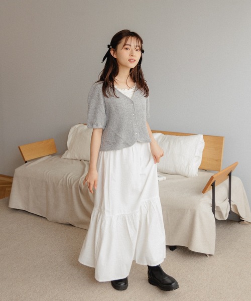 flower（フラワー）の「スウィートハーフニット（ニット/セーター・レディース・グレー/ホワイト/ピンク・FREE）」の14枚目の写真