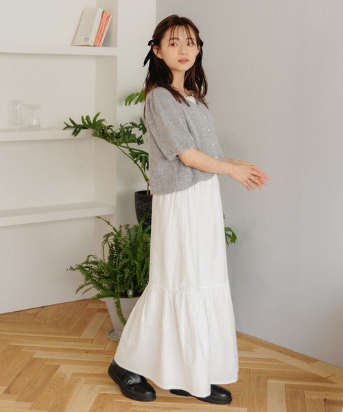 flower（フラワー）の「スウィートハーフニット（ニット/セーター・レディース・グレー/ホワイト/ピンク・FREE）」の15枚目の写真