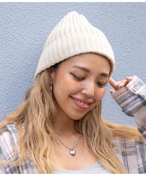 anap mimpi（アナップミンピ）の「リブニット帽（ニットキャップ/ビーニー・レディース・ブラック/ターコイズブルー/ベージュ・FREE）」の3枚目の写真