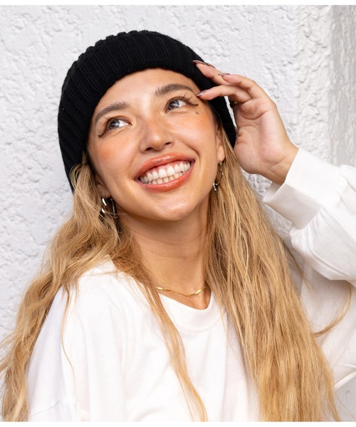 anap mimpi（アナップミンピ）の「リブニット帽（ニットキャップ/ビーニー・レディース・ブラック/ターコイズブルー/ベージュ・FREE）」の4枚目の写真