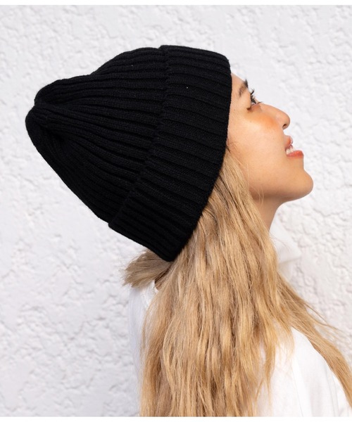 anap mimpi（アナップミンピ）の「リブニット帽（ニットキャップ/ビーニー・レディース・ブラック/ターコイズブルー/ベージュ・FREE）」の6枚目の写真