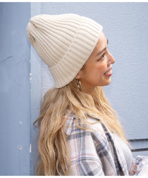 anap mimpi（アナップミンピ）の「リブニット帽（ニットキャップ/ビーニー・レディース・ブラック/ターコイズブルー/ベージュ・FREE）」の7枚目の写真