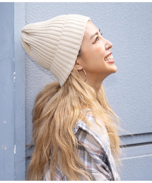 anap mimpi（アナップミンピ）の「リブニット帽（ニットキャップ/ビーニー・レディース・ブラック/ターコイズブルー/ベージュ・FREE）」の9枚目の写真