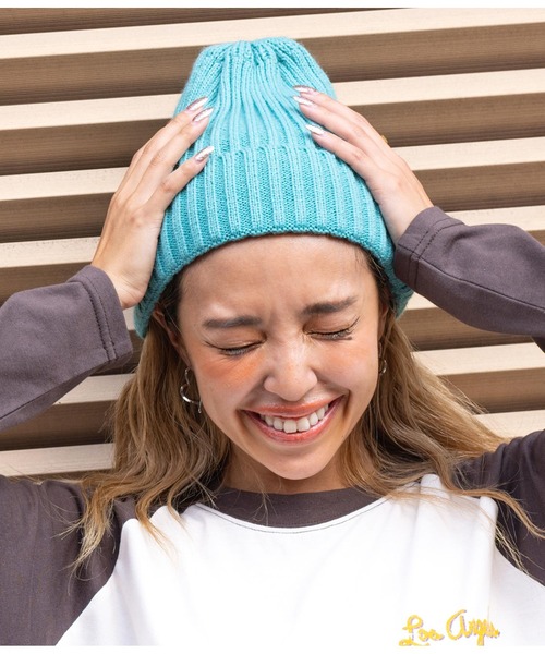 anap mimpi（アナップミンピ）の「リブニット帽（ニットキャップ/ビーニー・レディース・ブラック/ターコイズブルー/ベージュ・FREE）」の14枚目の写真