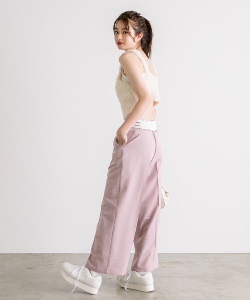 OLIVE des OLIVE（オリーブデオリーブ）の「ふわふわニットキャミソール　1032050240（キャミソール・レディース・チャコールグレー/オフホワイト/ピンク/グレイッシュベージュ・FREE）」の6枚目の写真